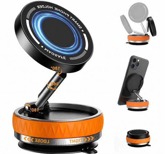 Magnetic Car Phone Holder,360°Adjustable Dashboard Mount with Mounting Pad