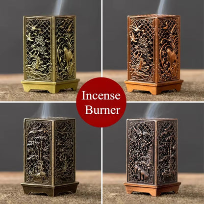 Square Alloy Incense Burner Holder – Chinese Plum Aromatherapy Ornament