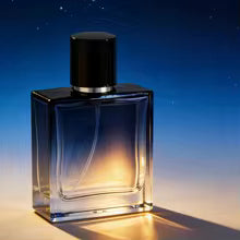 Gradient Blue Glass Perfume Bottle Set – 50ml Refillable Spray Bottle with 10ml Travel Atomizer