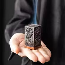 Square Alloy Incense Burner Holder – Chinese Plum Aromatherapy Ornament