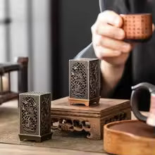 Square Alloy Incense Burner Holder – Chinese Plum Aromatherapy Ornament