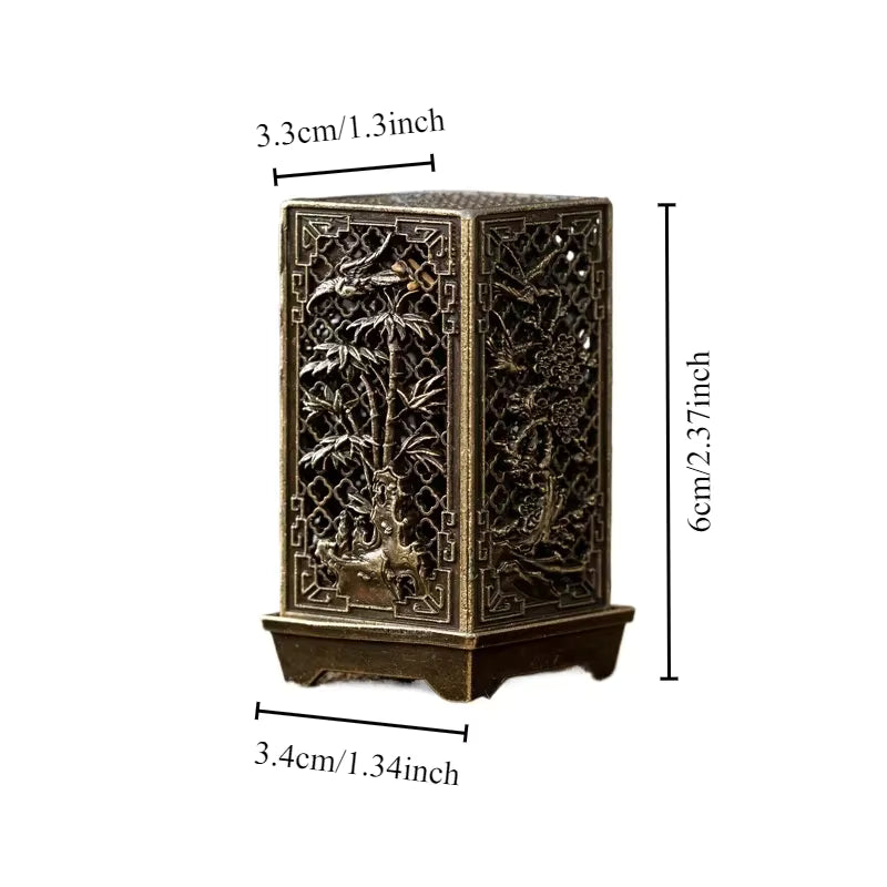 Square Alloy Incense Burner Holder – Chinese Plum Aromatherapy Ornament