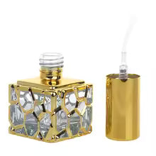10ml Cube Gold Glass Perfume Atomizer Bottle – Refillable Travel Spray