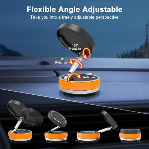 Magnetic Car Phone Holder,360°Adjustable Dashboard Mount with Mounting Pad